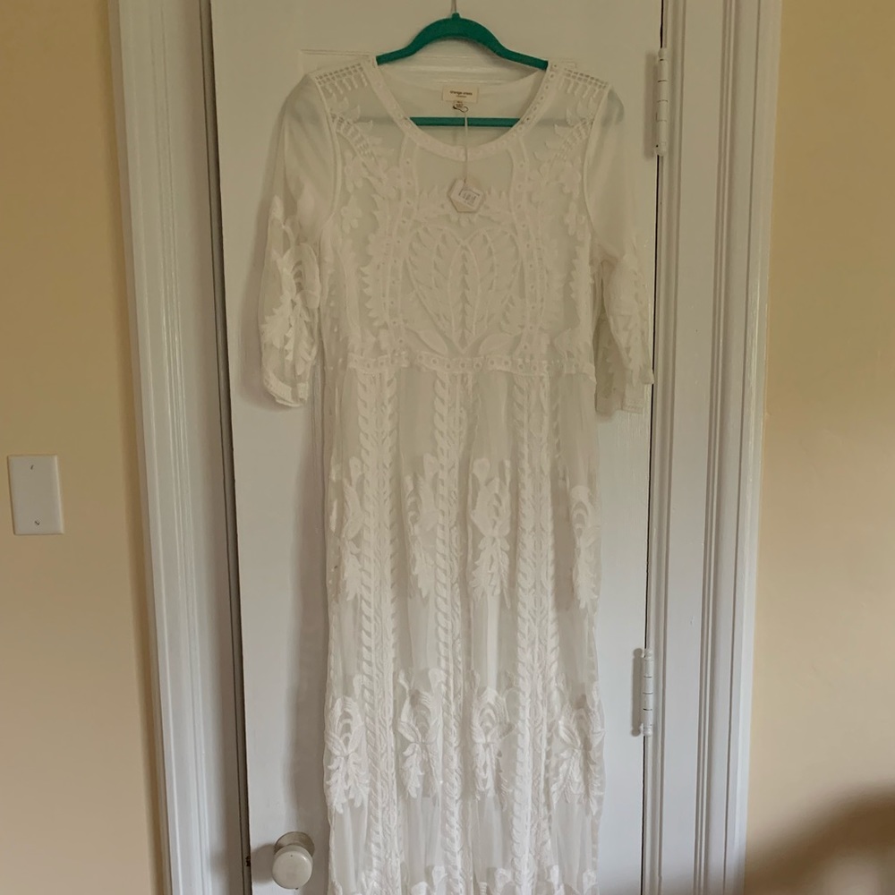 PinkBlush white lace maxi dress